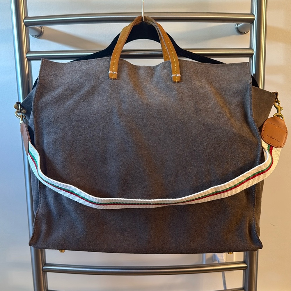 Clare V Tote Bag large grey suede EUC!!